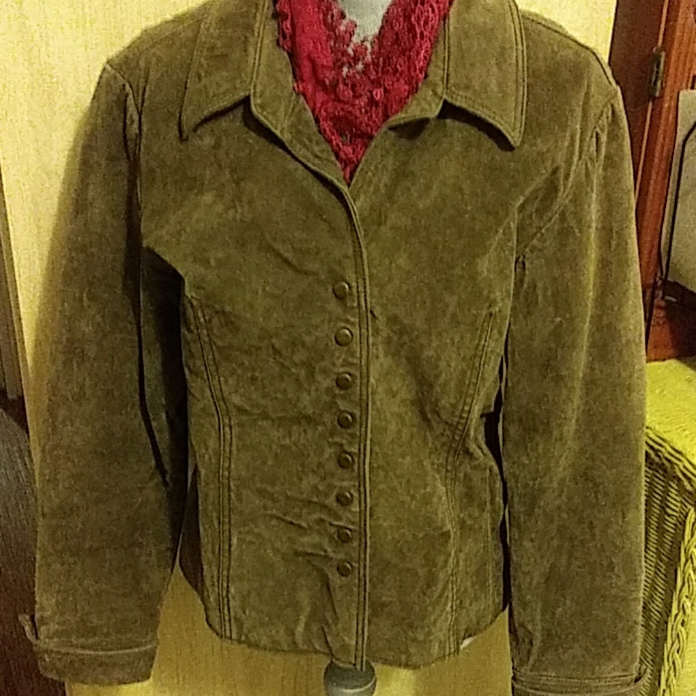 Coldwater Creek suede leather fitted jacket L/XL